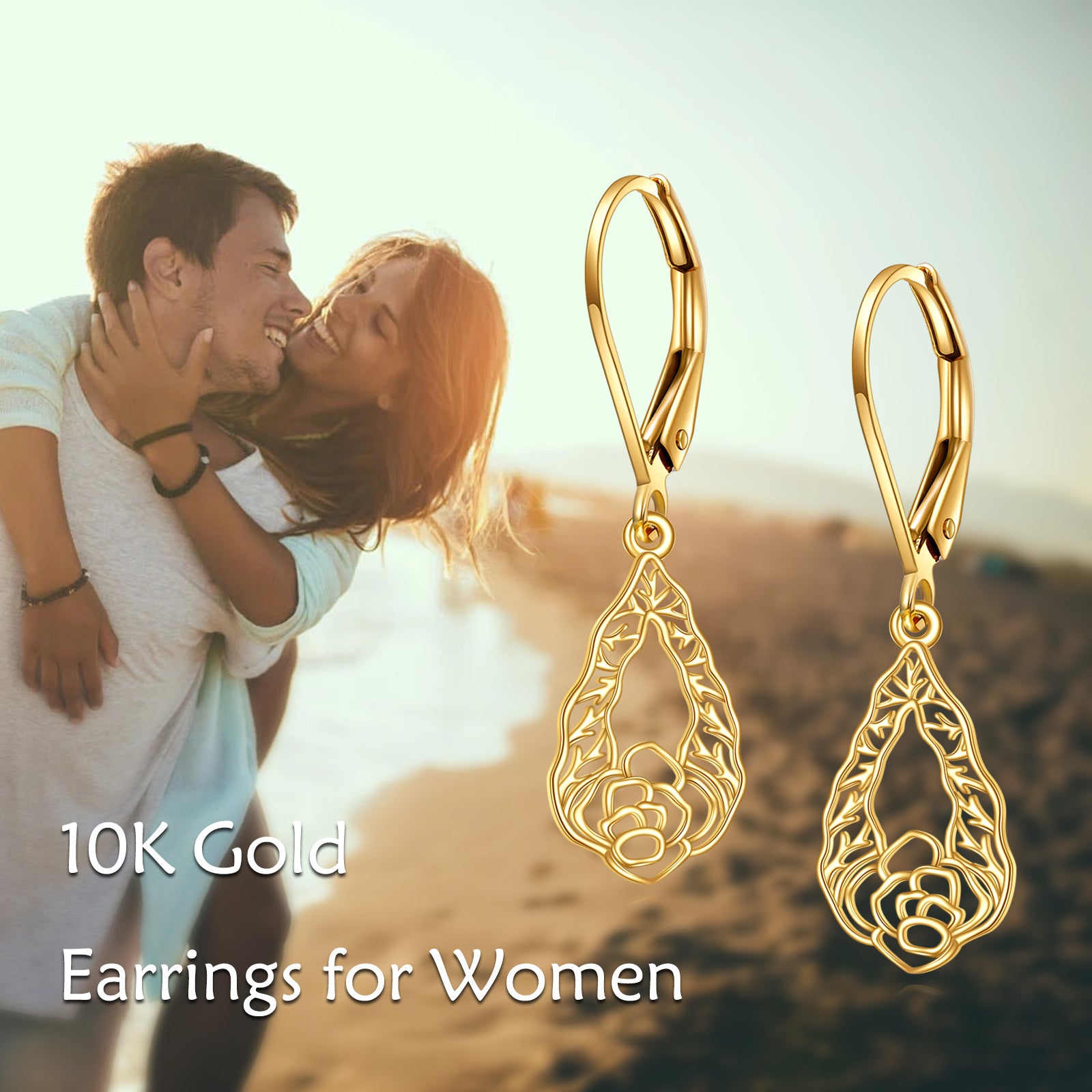 10K Gold Daffodil Drop Earrings
