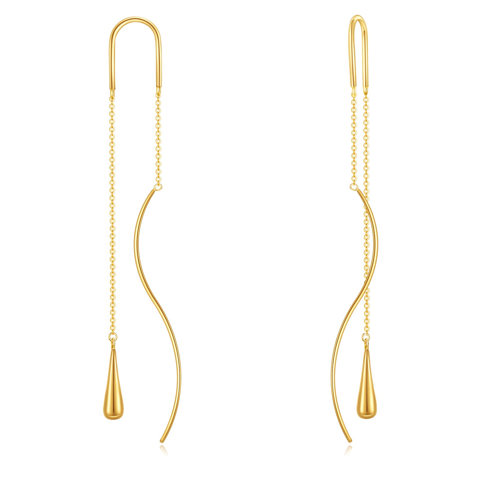 10K Gold Drop Shape Drop Earrings