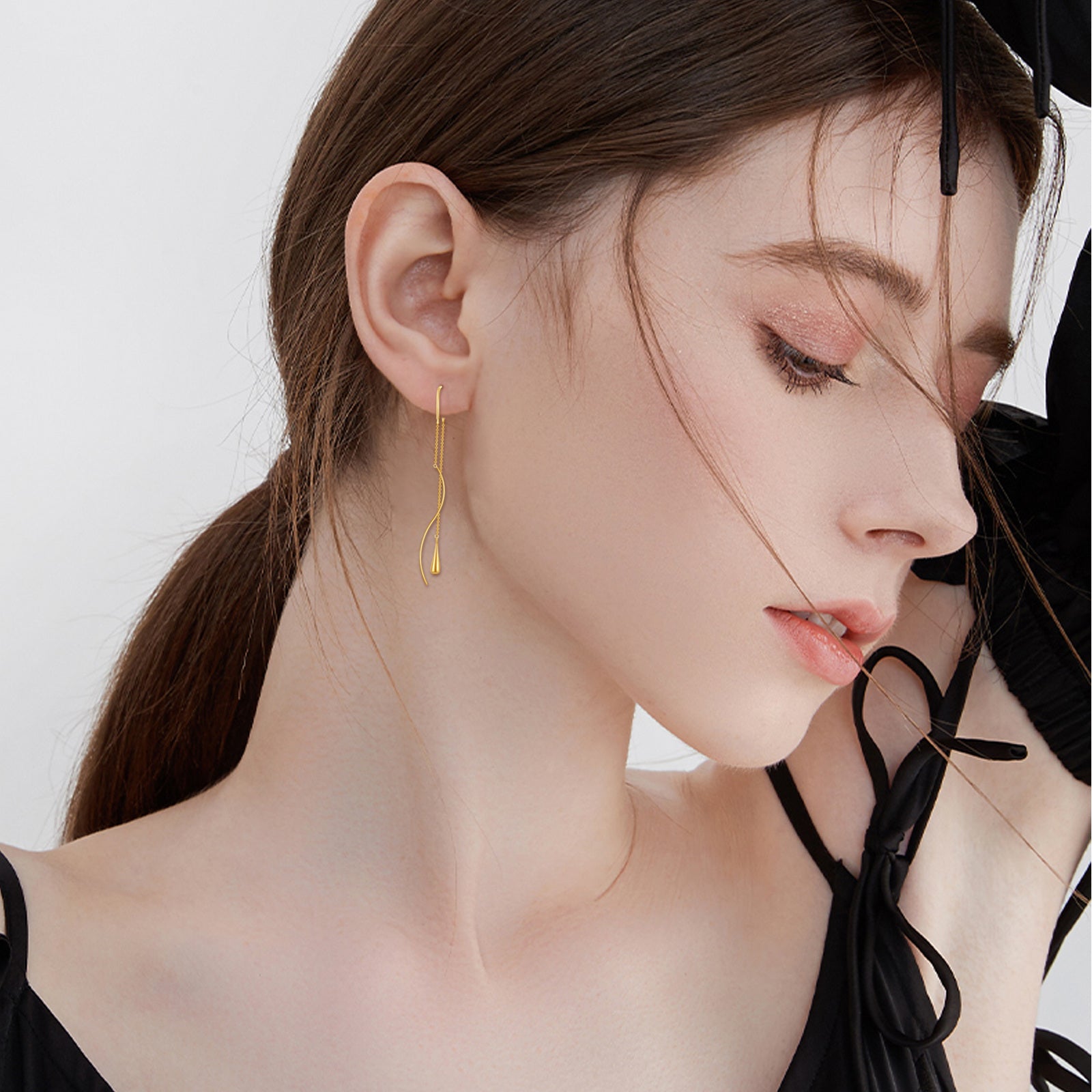 10K Gold Drop Shape Drop Earrings