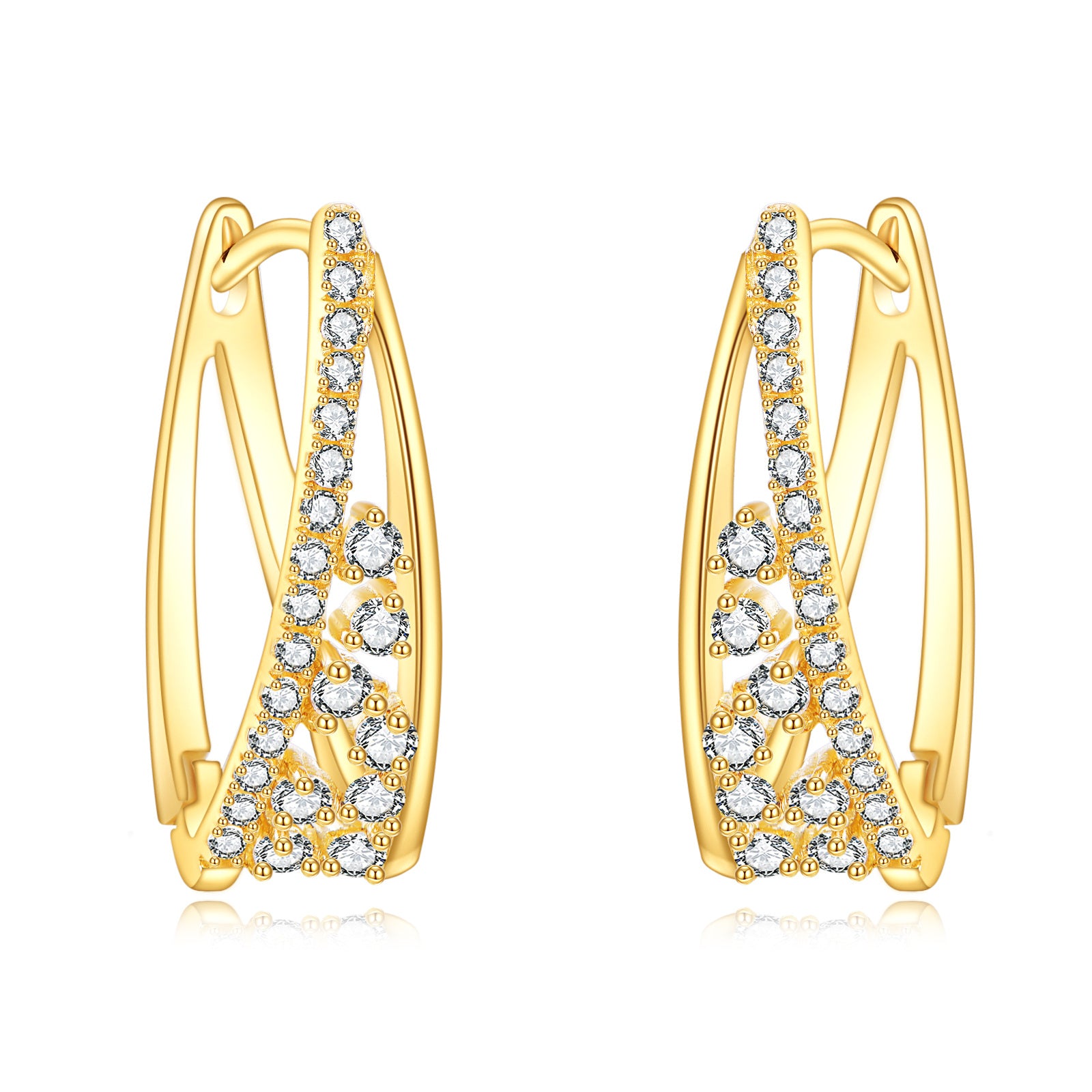 10K Gold Cubic Zirconia Hoop Earrings