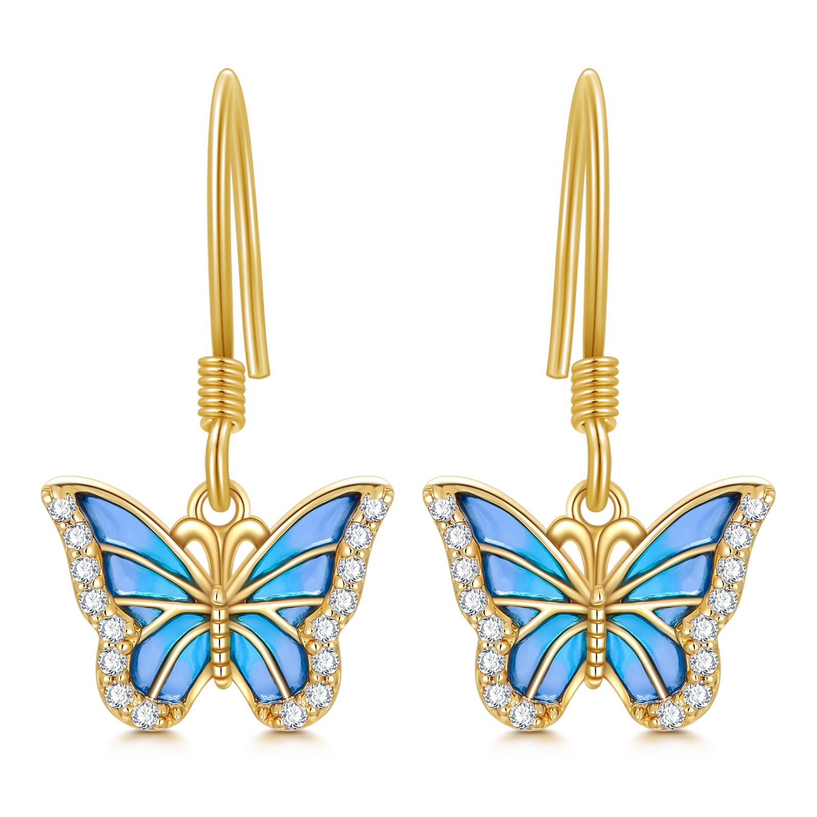 10K Gold Moissanite Butterfly Drop Earrings