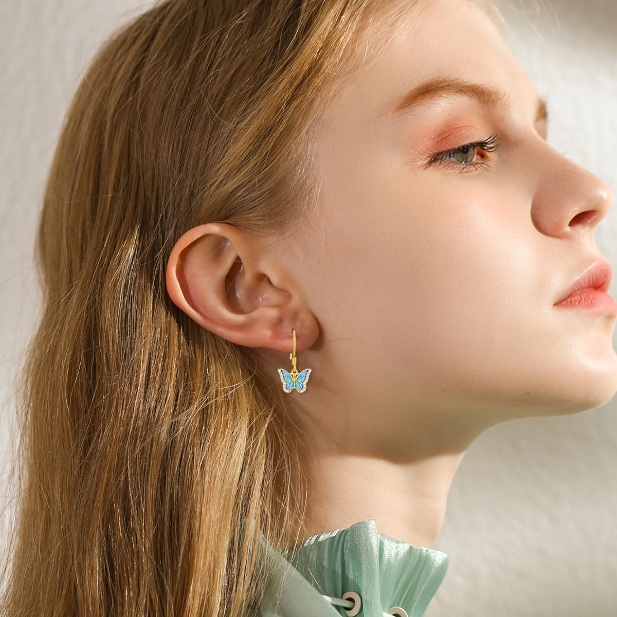 10K Gold Moissanite Butterfly Drop Earrings