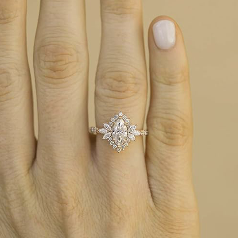 10K Gold Moissanite Engagement Ring