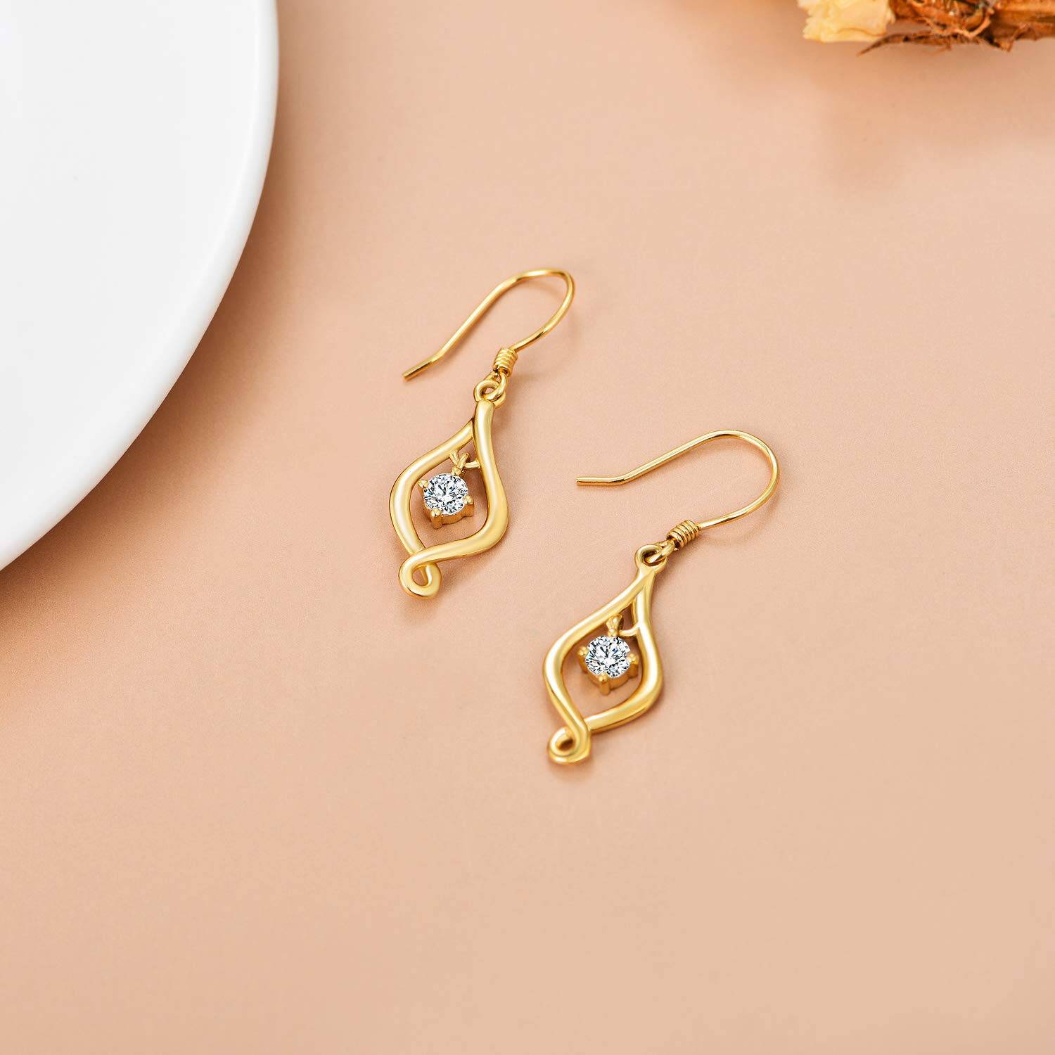 10K Gold Moissanite Infinity Symbol Drop Earrings