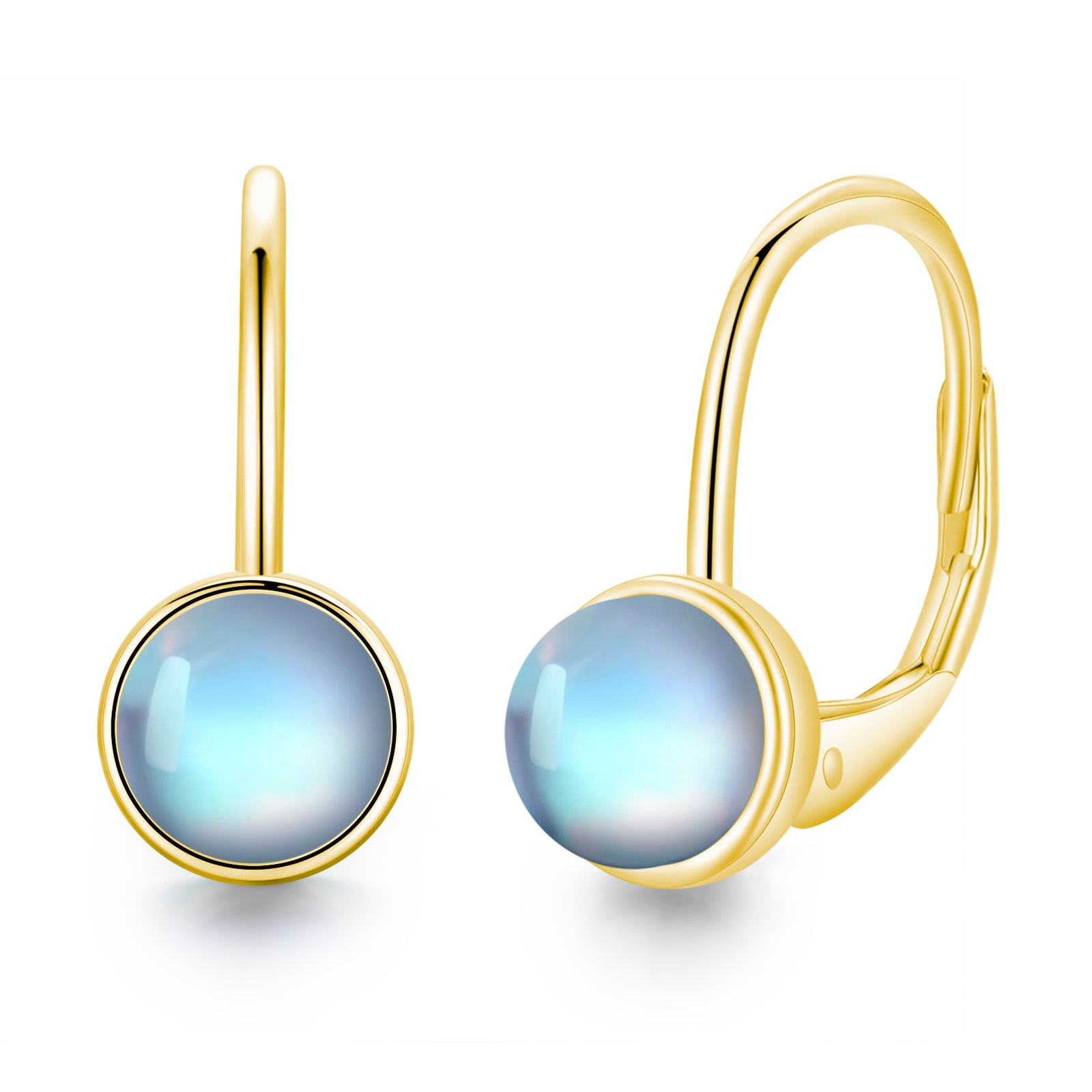 10K Gold Moonstone Bead Hoop Earrings
