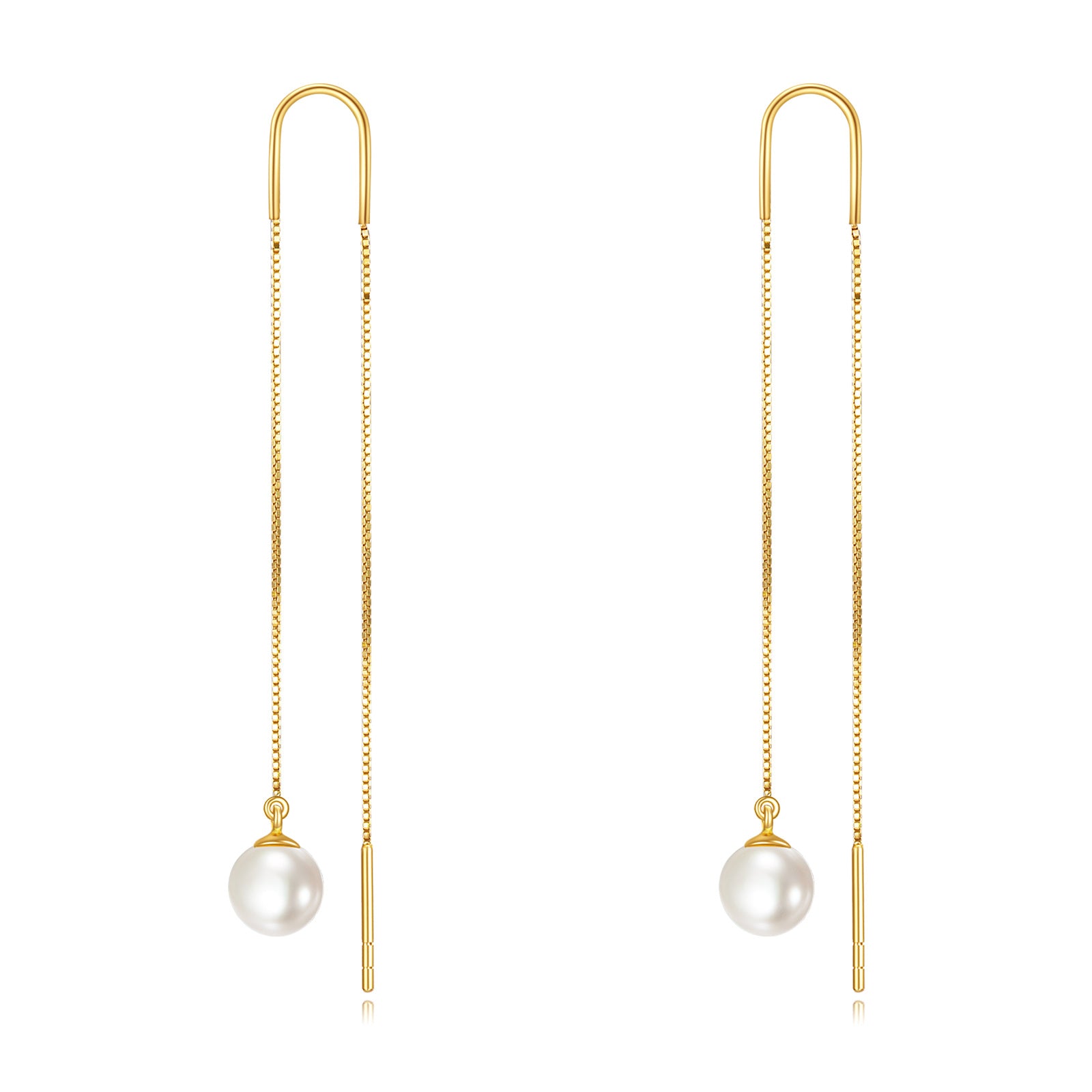 10K Gold Pearl Bead Climber Earrings