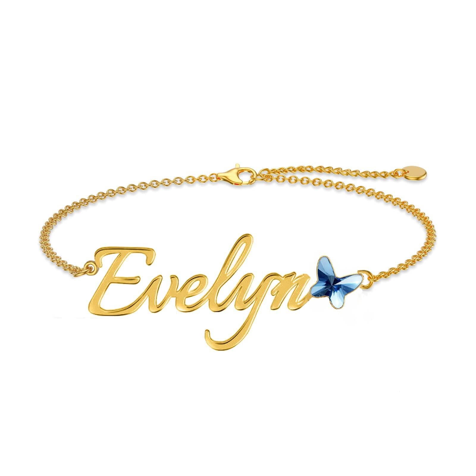 10K Gold & Personalized Classic Name Butterfly Charm Bracelet