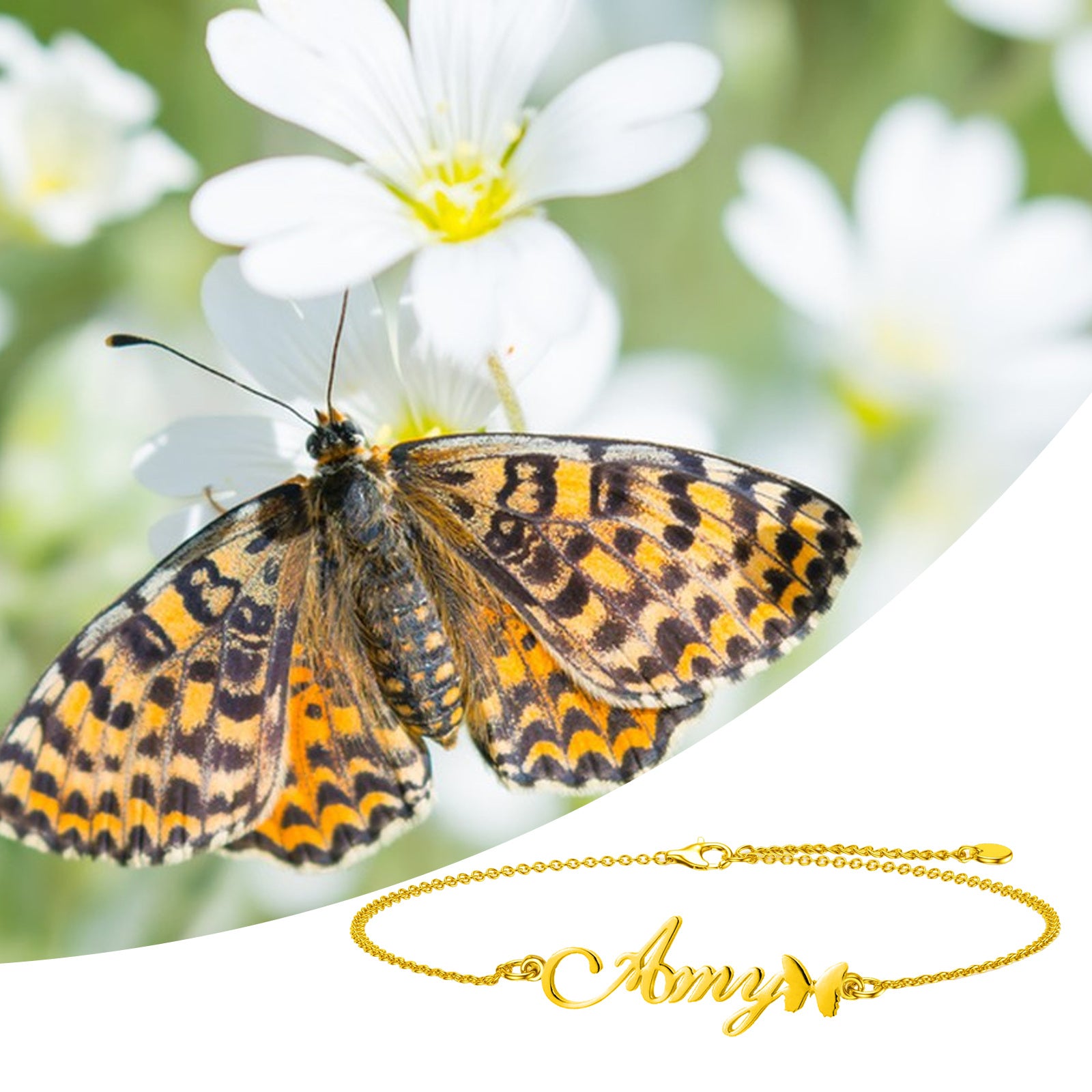 10K Gold Personalized Classic Name Charm Bracelet