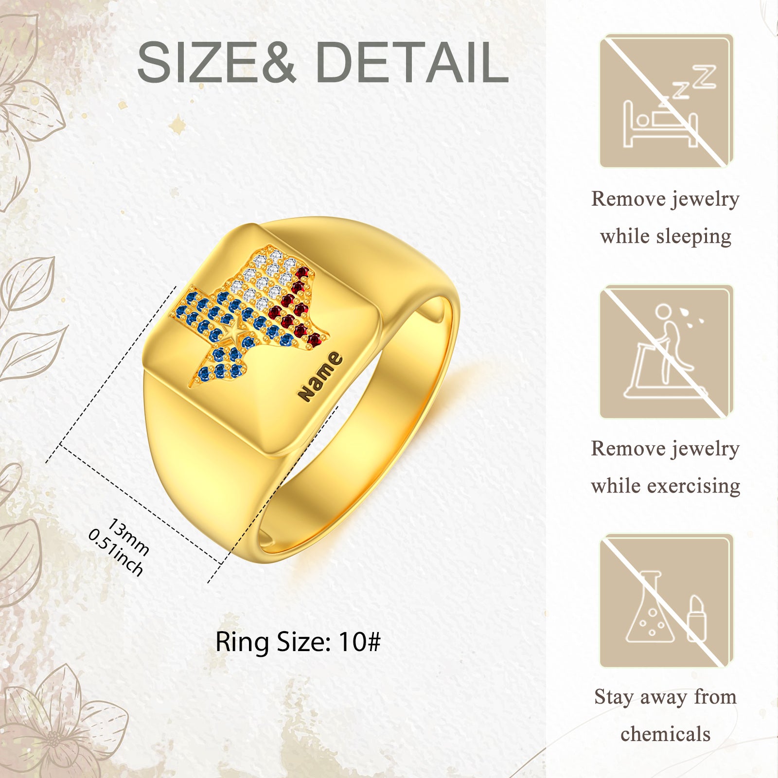10K Gold Personalized Engraving Ring