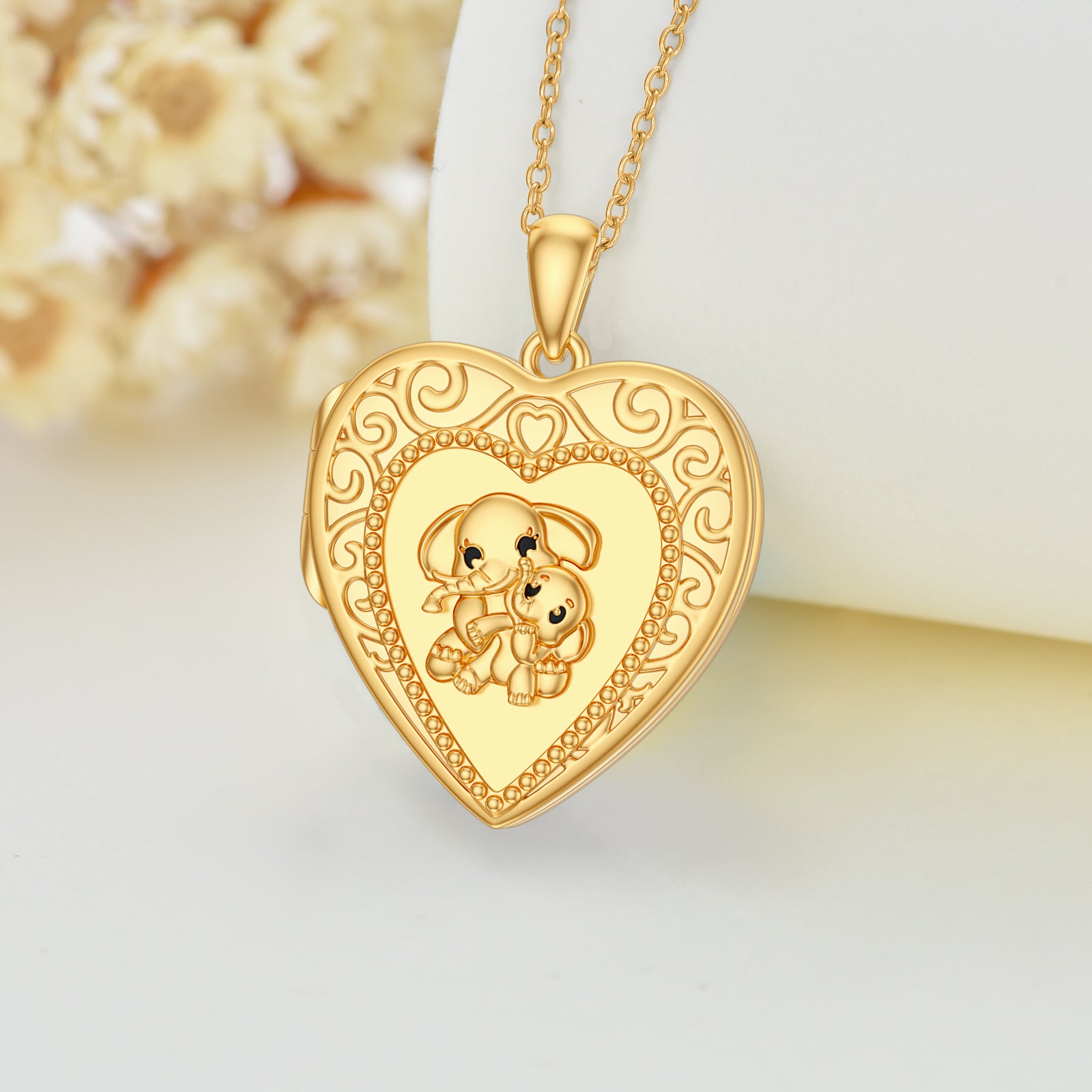 10K Gold Personalized Photo & Heart Locket Necklace For Women Best Friends