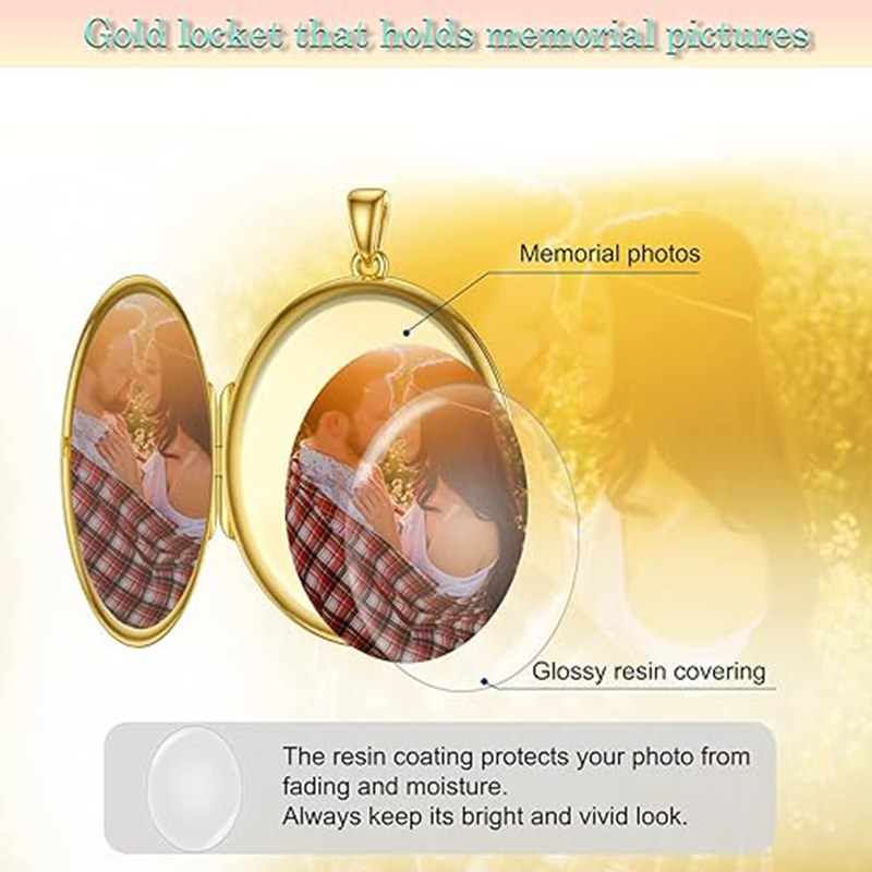 10K Gold Sunflower Personalised Photo Locket Necklace For Women