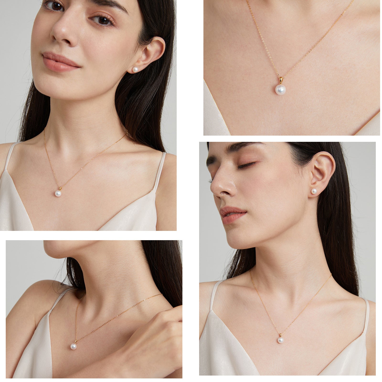 10K Gold Round Pearl Couple & Mother Pendant Necklace