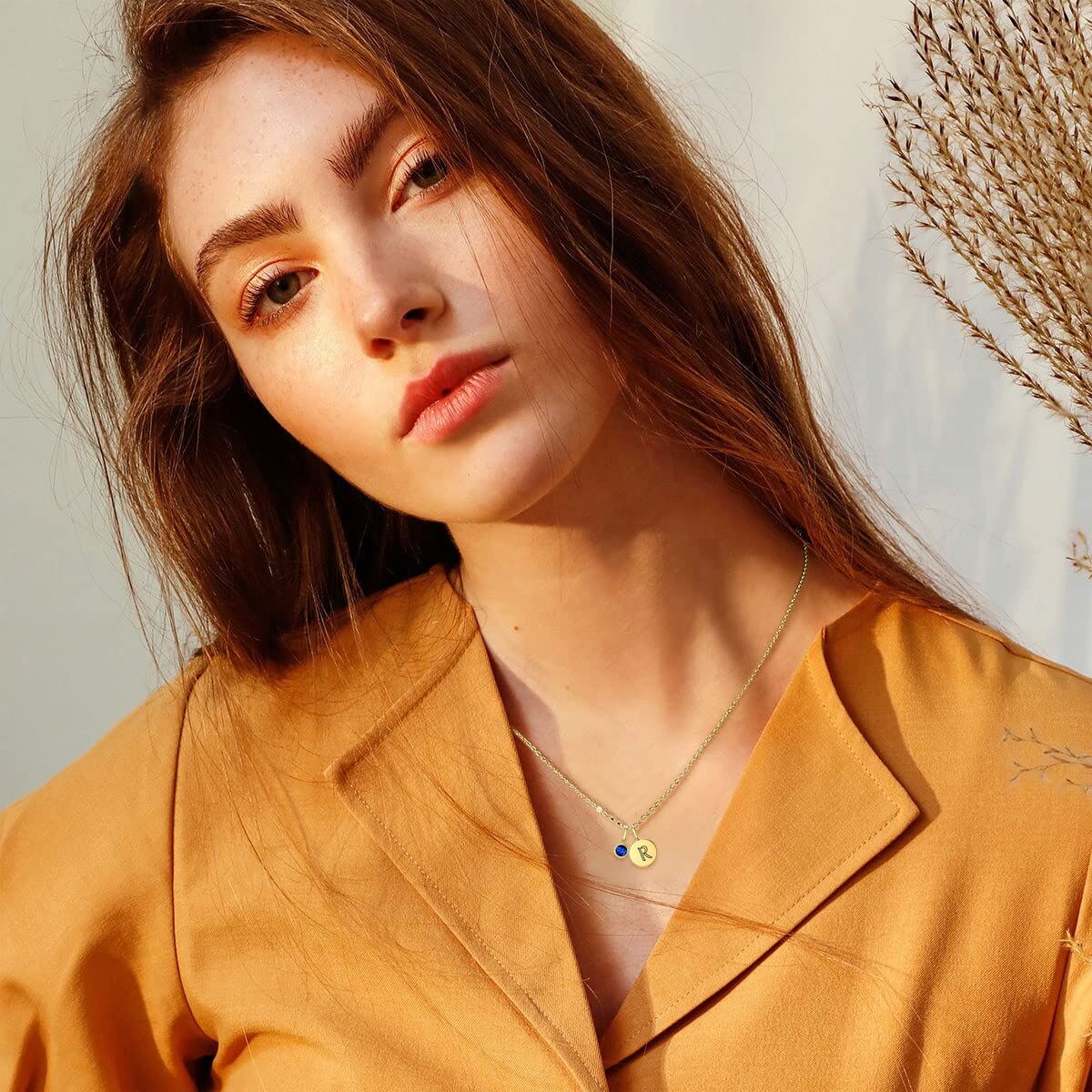 10K Gold Zircon Letter & Birthstone Pendant Necklace