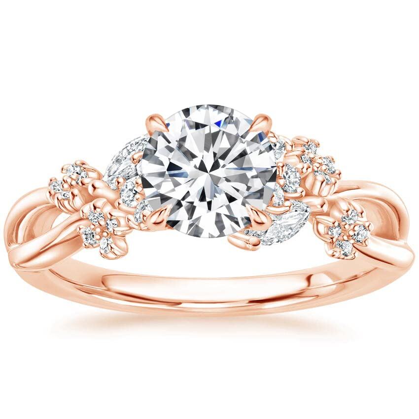 10K Rose Gold 1CT Round Moissanite Engagement Ring