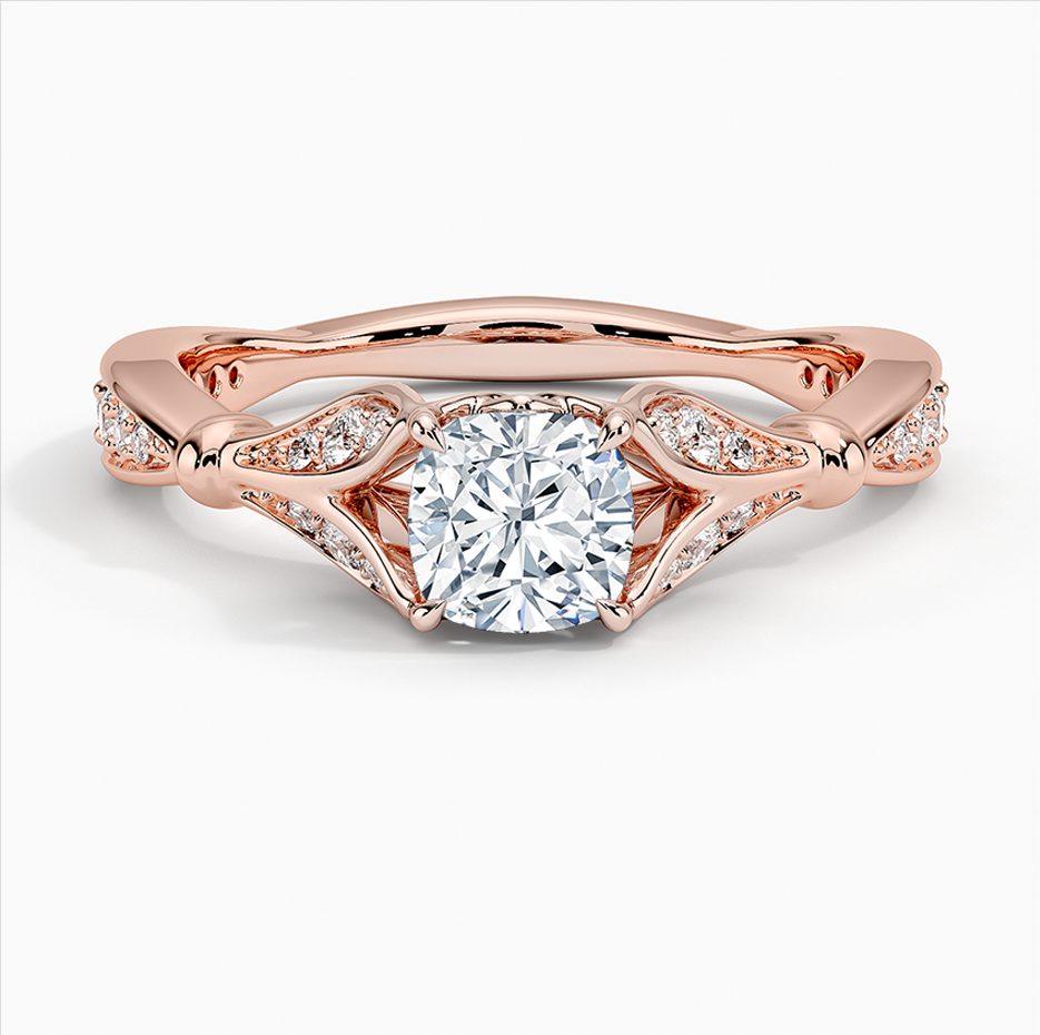 10K Rose Gold 0.8 to 3.3 CT.T.W. Cushion Cut Lab Created Diamond Custom Engagement Band IGI Certified