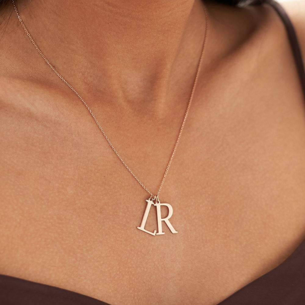 10K Rose Gold Personalized Initial Letter Pendant Necklace