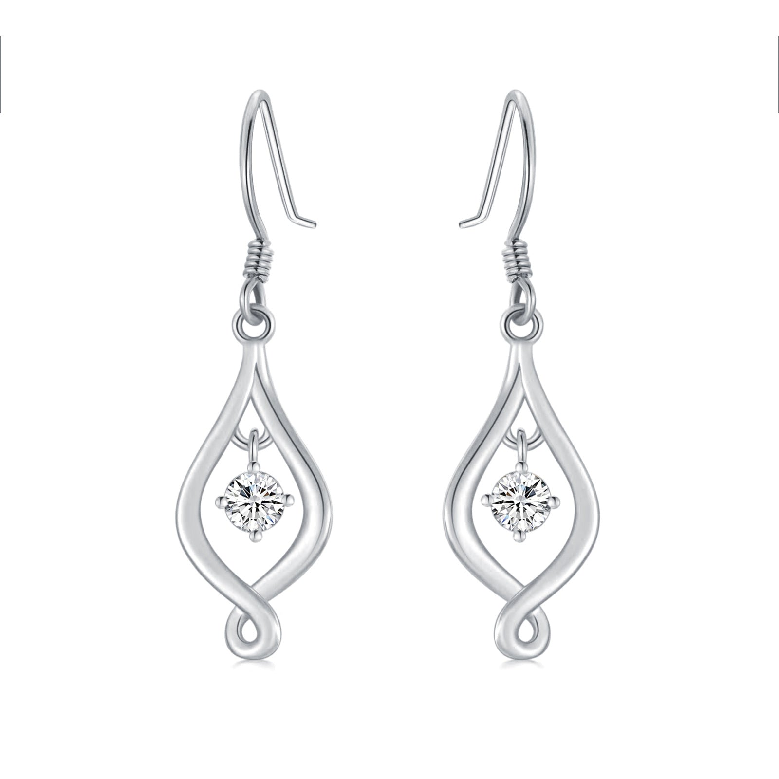 10K White Gold Infinity Symbol Drop Earrings
