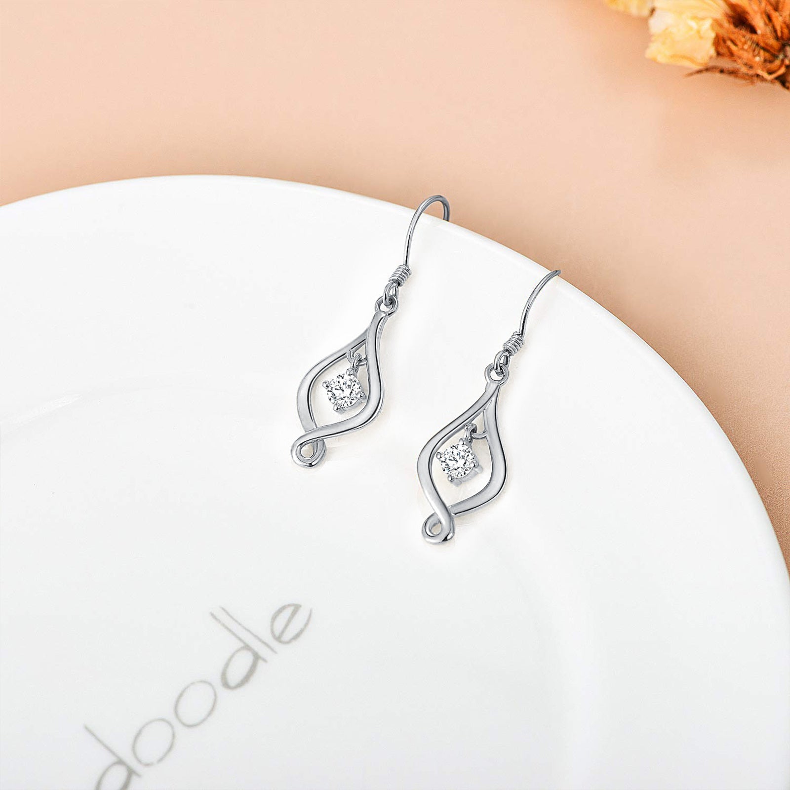 10K White Gold Infinity Symbol Drop Earrings