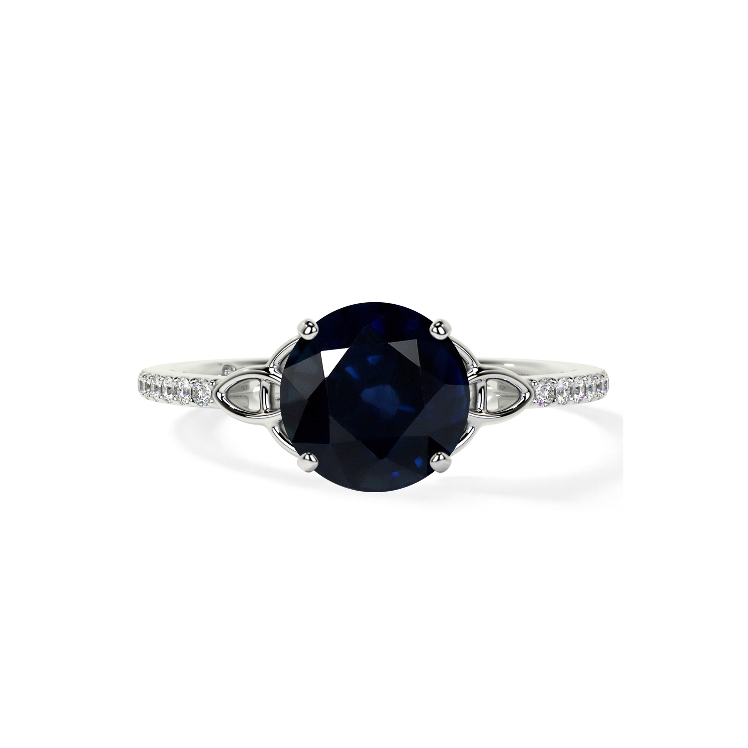 10K White Gold Round Cut Celtic Knot Engagement Ring Gemstone Rings