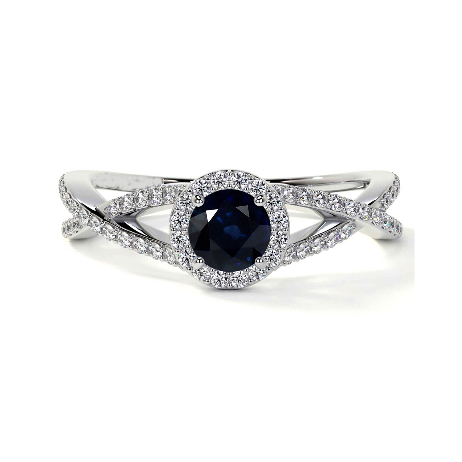 10K White Gold Round Cut Custom Infinity Symbol Engagement Ring Gemstone Anniversary Ring