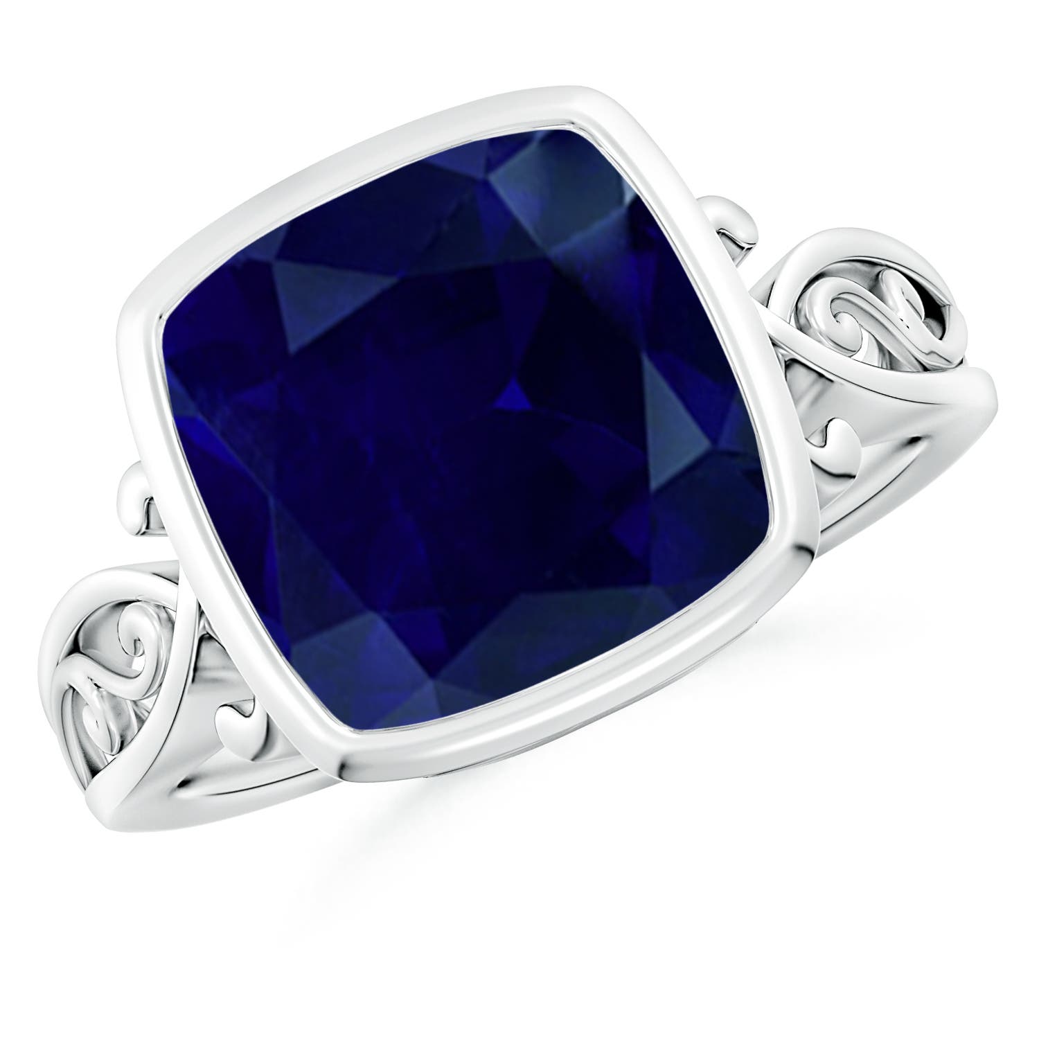 5.55 CTW Off-Centered Pear Blue Sapphire Engagement Ring with Diamond Accents in 18K White Gold