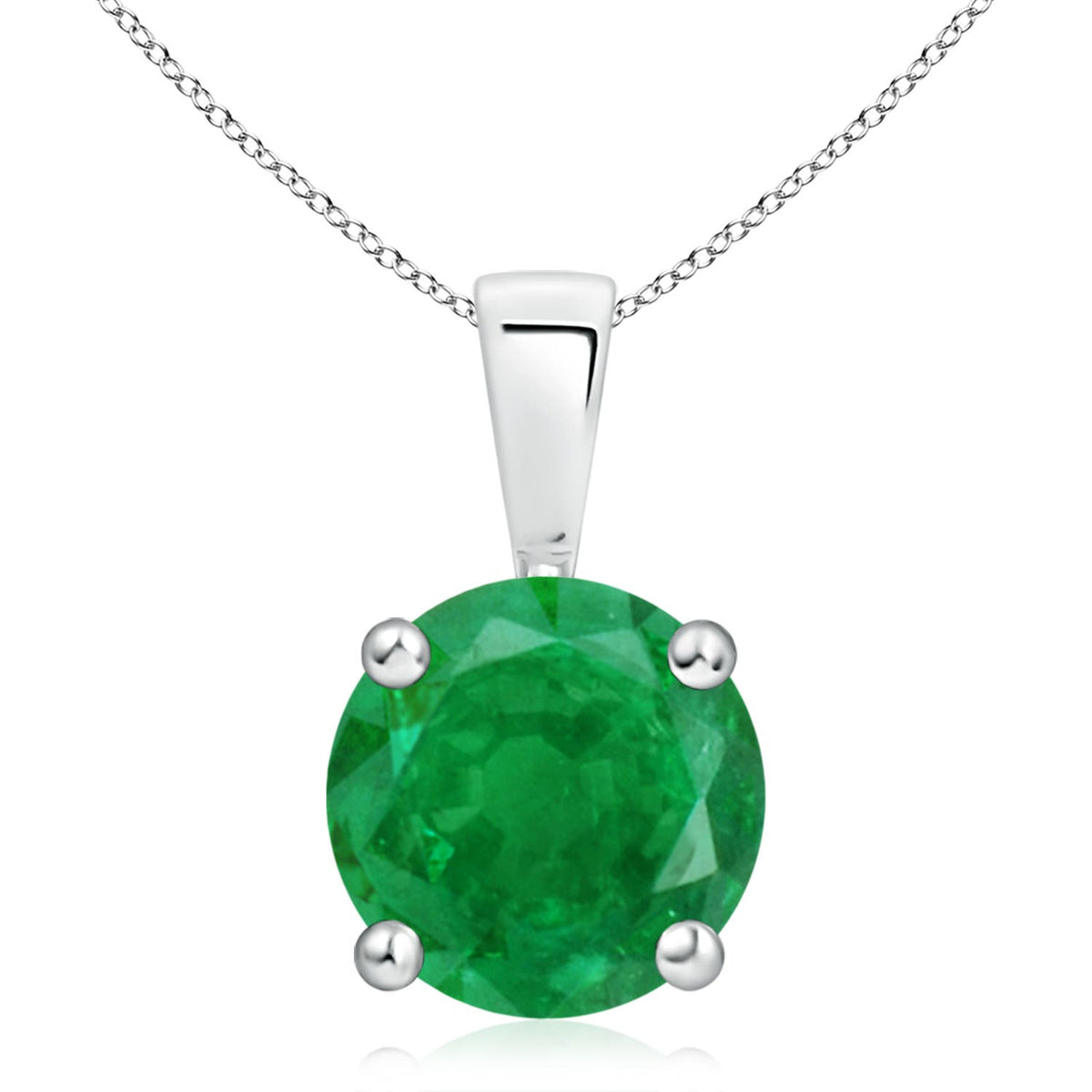 1.75 CTW Solitaire Round Emerald Infinity Twist Pendant in 14K Yellow Gold
