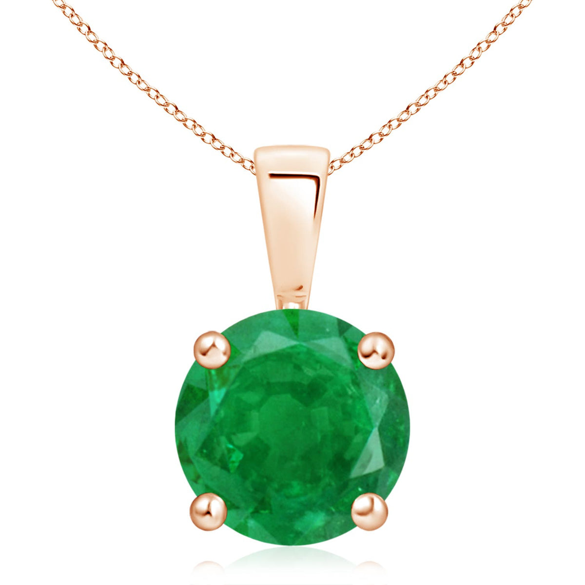 4.98 CTW Oval Emerald Solitaire Pendant with Diamond in 18K Yellow Gold