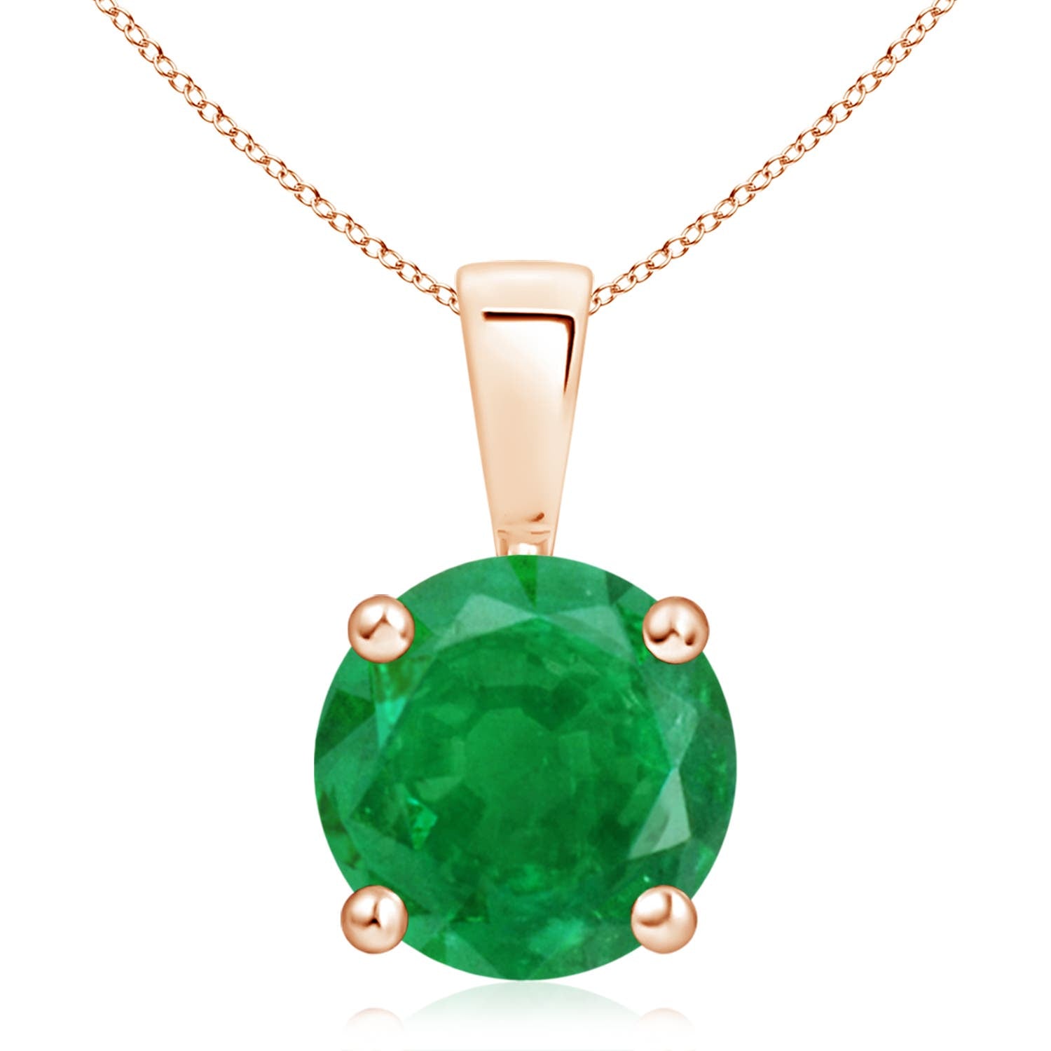 4.98 CTW Oval Emerald Solitaire Pendant with Diamond in 18K Rose Gold