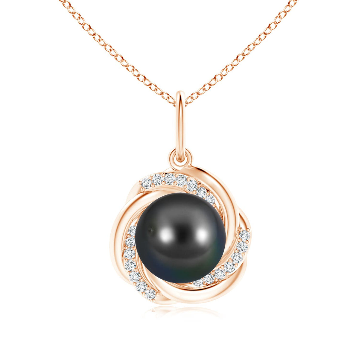 9 MM Solitaire Tahitian Pearl Flame Drop Pendant in 18K White Gold