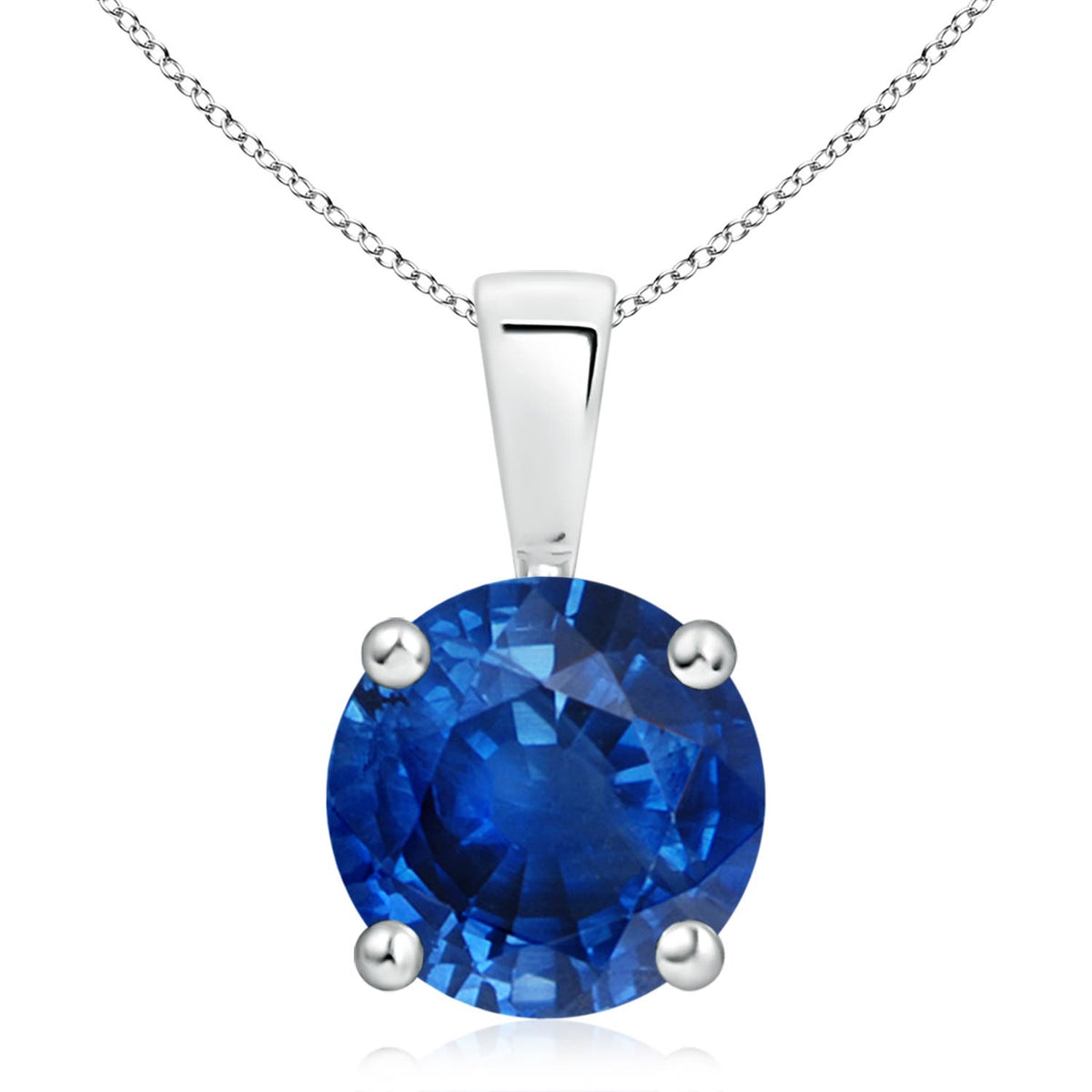 5.68 CTW Cushion Blue Sapphire Halo Pendant with Filigree in 18K White Gold