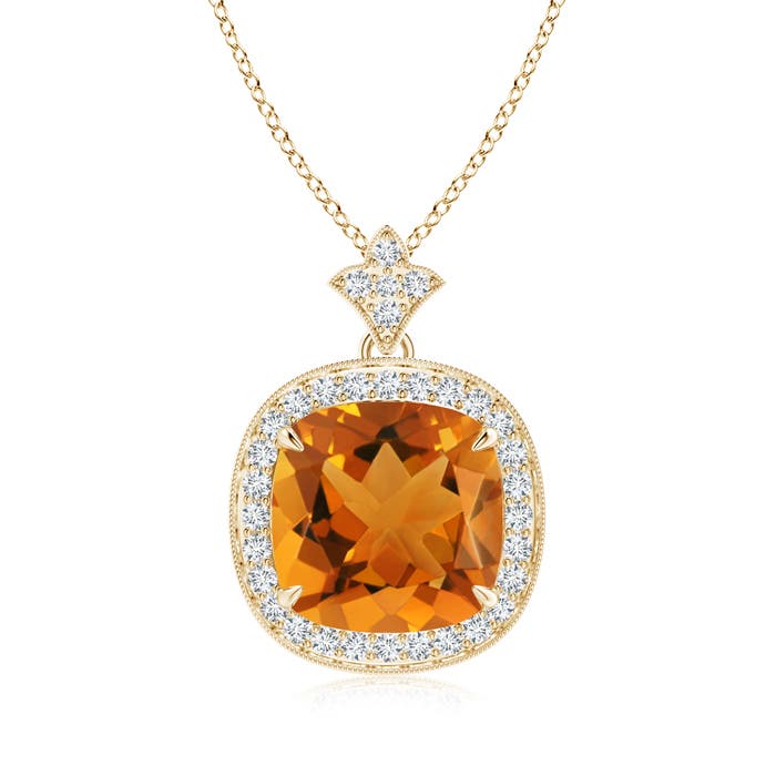 0.27 CTW Citrine Sagittarius Constellation Medallion Pendant in 14K Yellow Gold