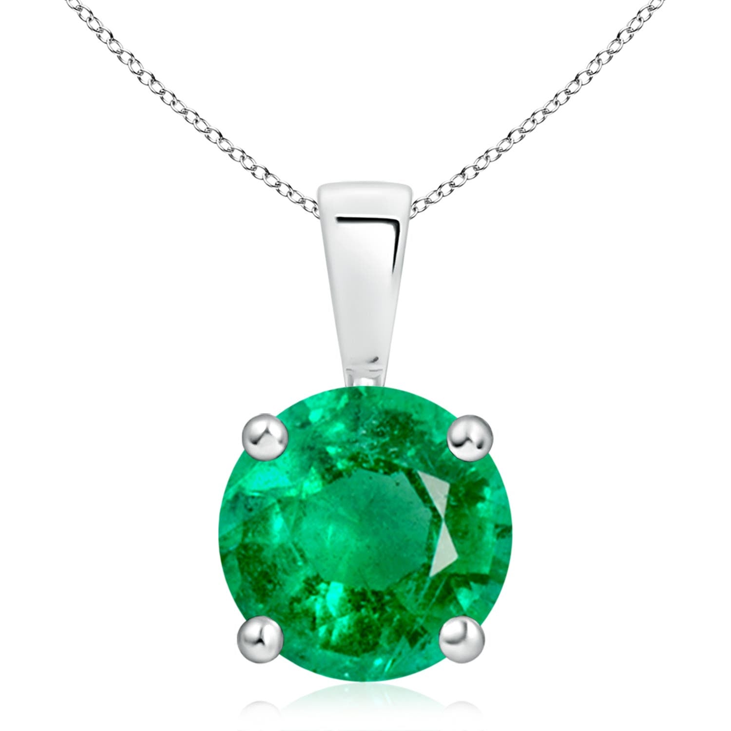 2.85 CTW East-West Emerald-Cut Emerald Solitaire Pendant in 18K White Gold