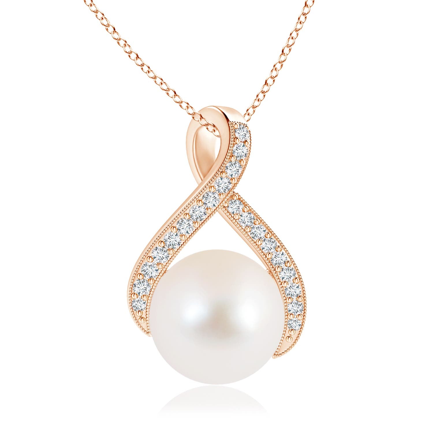 0.42 CTW Shell Style Pear Ruby Infinity Pendant in 18K White Gold