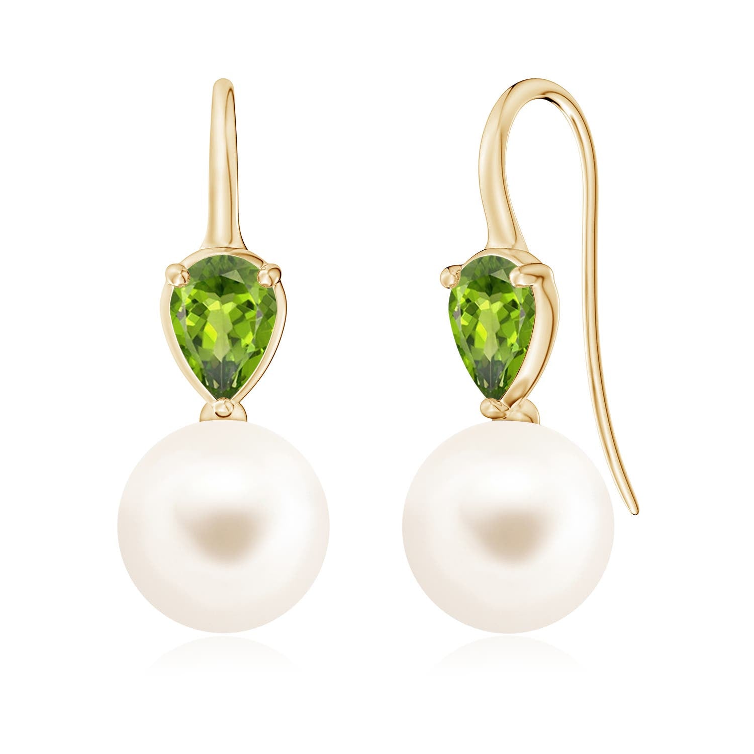 10 MM Freshwater Pearl Inverted Teardrop Earrings in 14K Yellow Gold