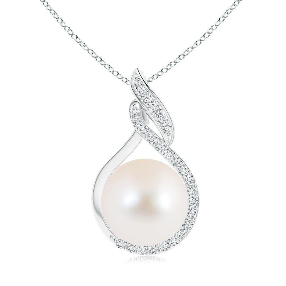 Freshwater Pearl Swirl Pendant with Diamonds