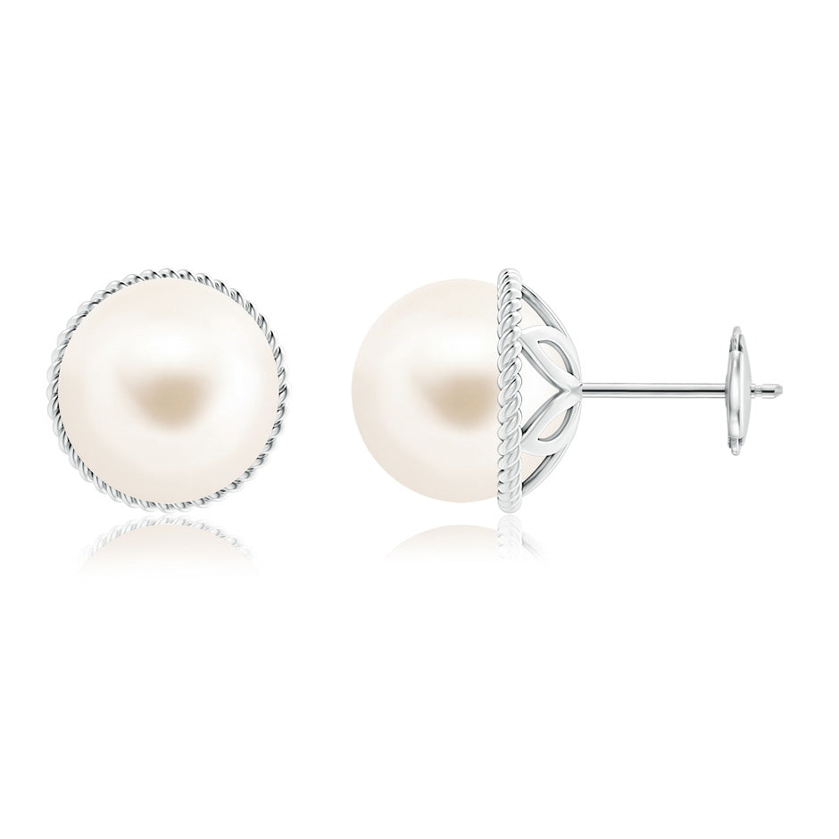 Freshwater Pearl Earrings with Twisted Rope Frame