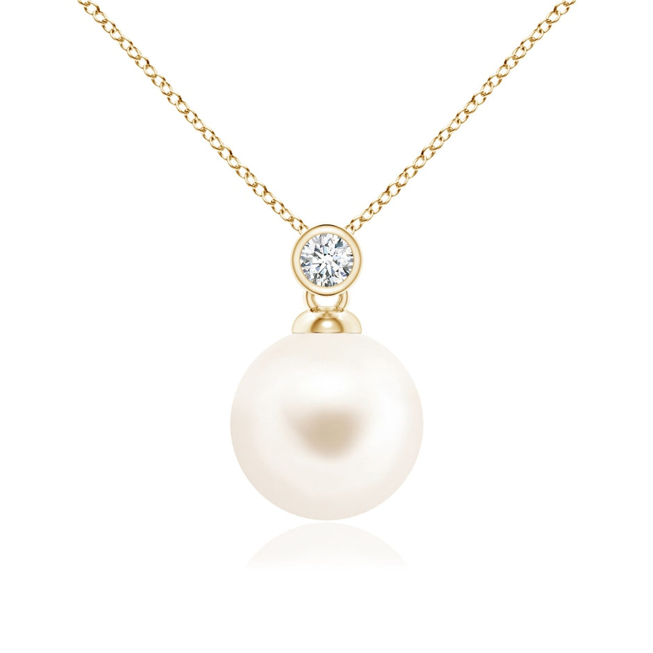 Freshwater Pearl Pendant with Bezel Diamond