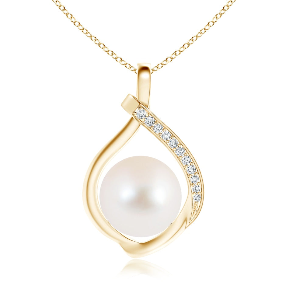 Freshwater Pearl Loop Pendant with Diamonds