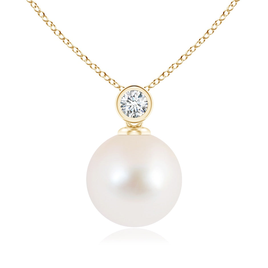 Freshwater Pearl Pendant with Bezel Diamond