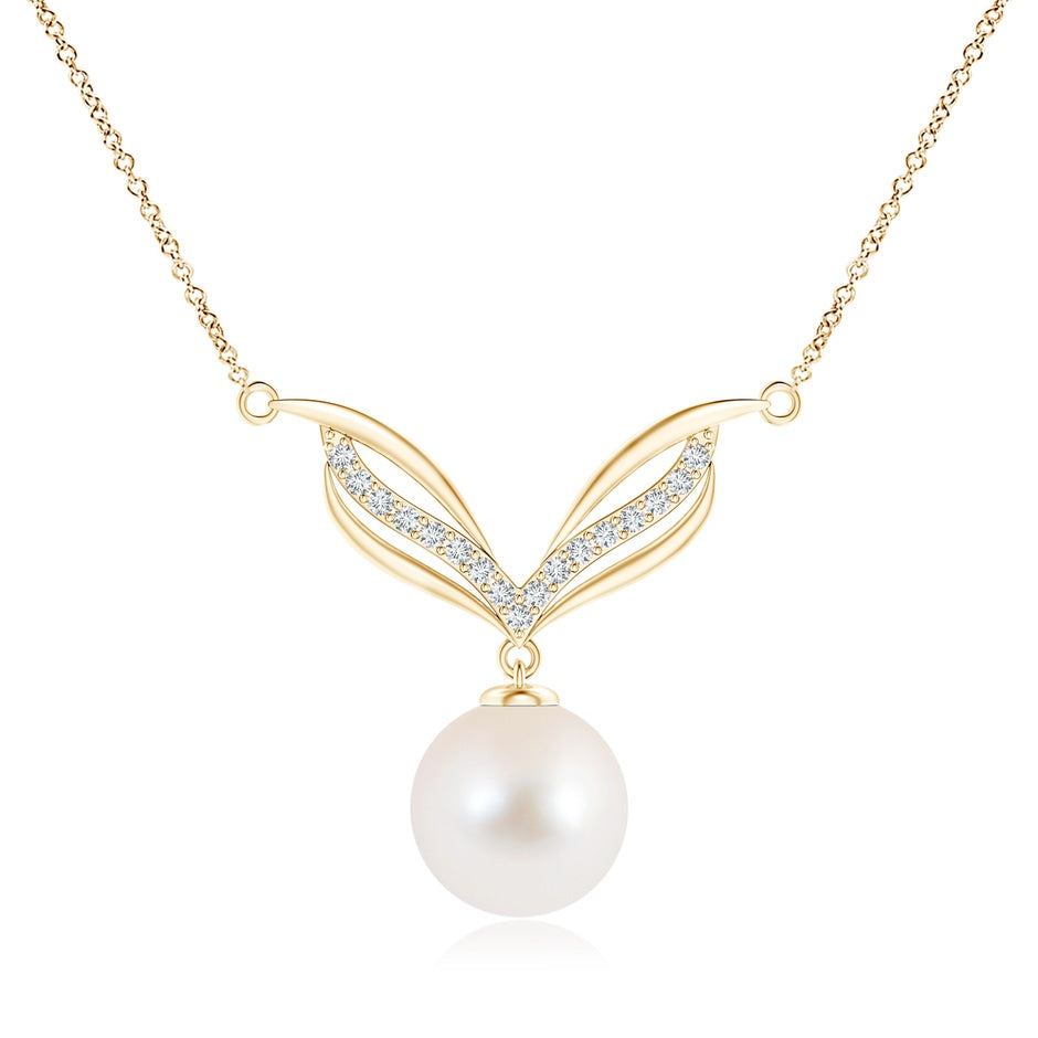 Freshwater Pearl Angel Wings Necklace with Diamonds