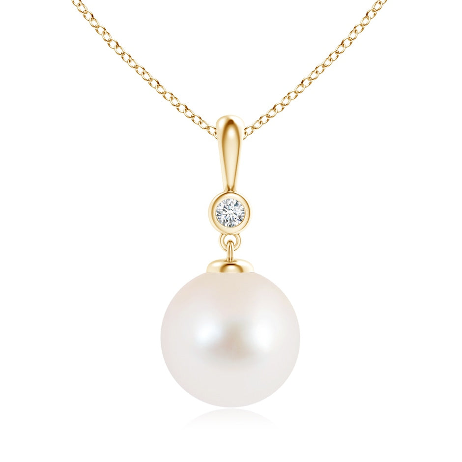 Classic Freshwater Pearl Drop Pendant with Diamond