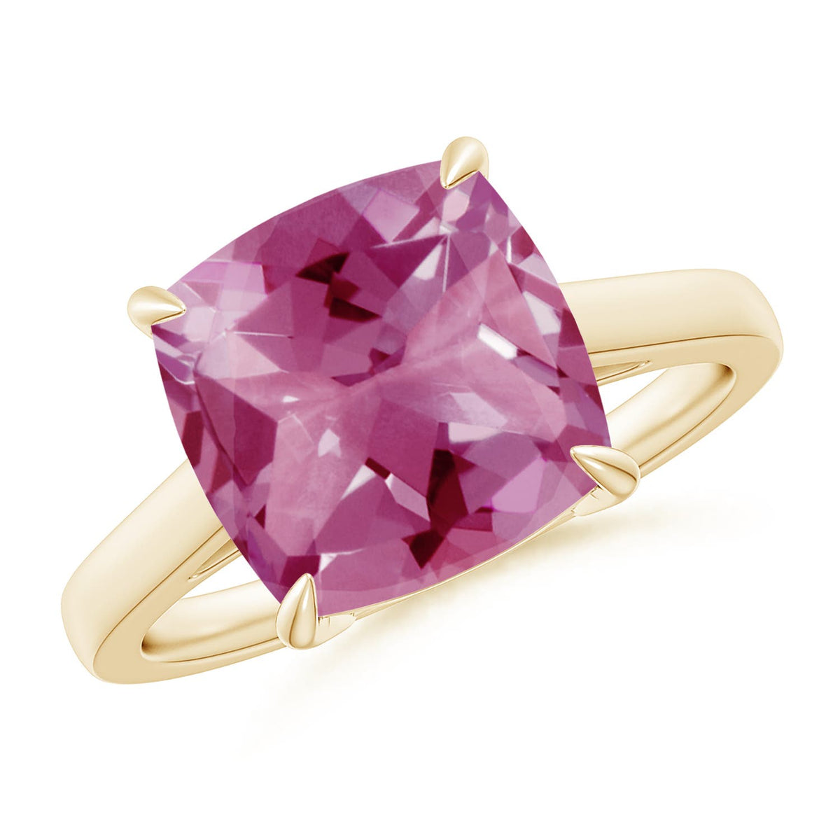 2.52 CTW Emerald Cut Pink Tourmaline Solitaire Ring with Milgrain in 18K White Gold