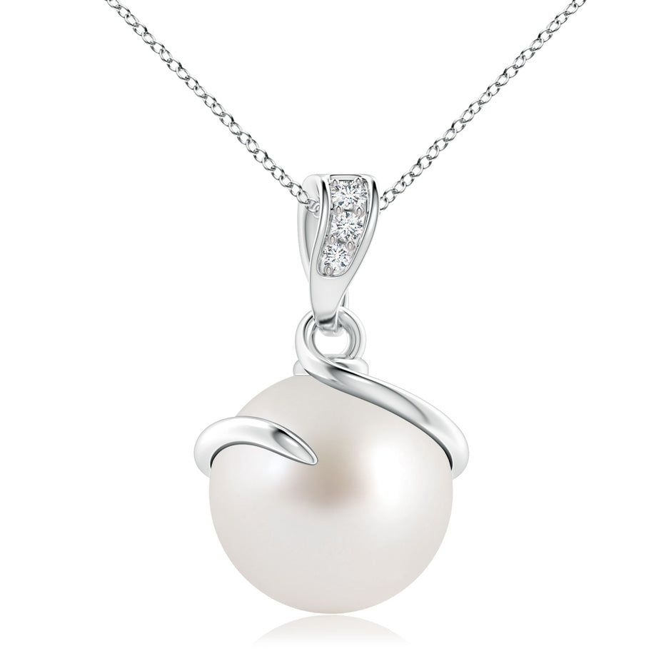 South Sea Pearl Spiral Pendant with Diamonds