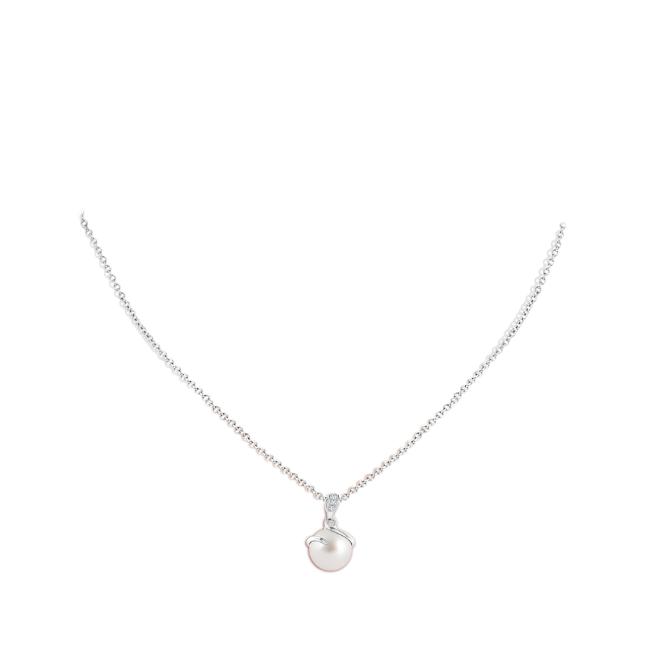 South Sea Pearl Spiral Pendant with Diamonds