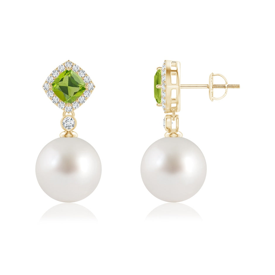 Peridot & South Sea Pearl Dangle Earrings