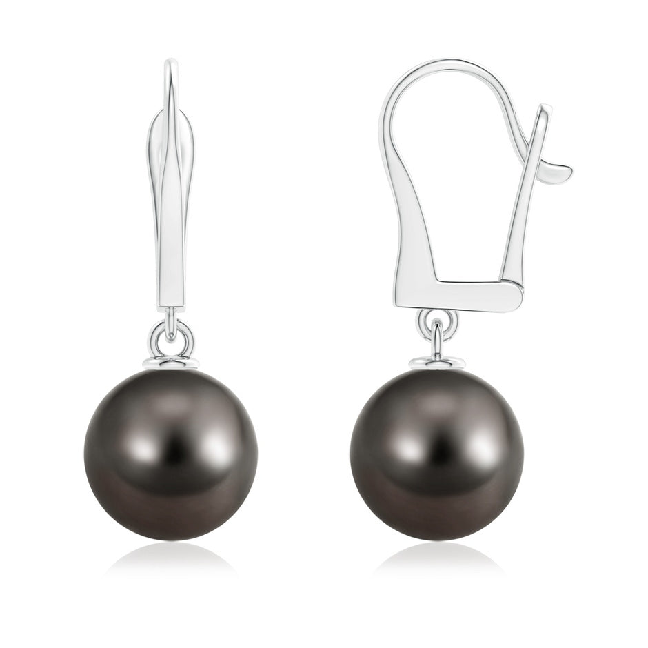 Solitaire Tahitian Cultured Pearl Leverback Dangle Earrings