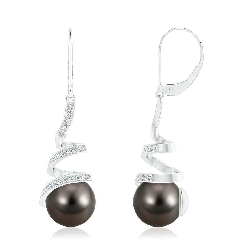 Tahitian Pearl Spiral Ribbon Drop Earrings