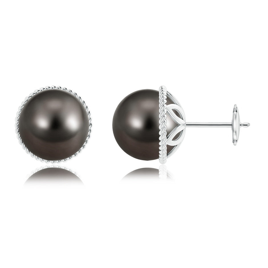 Tahitian Pearl Earrings with Twisted Rope Frame