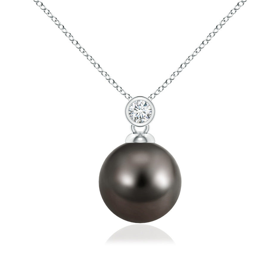 Tahitian Pearl Pendant with Bezel Diamond
