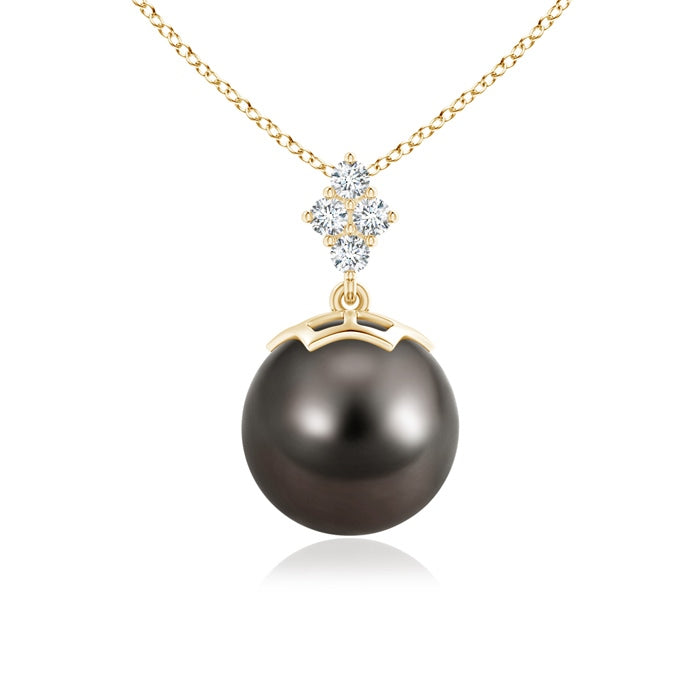 Tahitian Pearl Pendant with Diamond Cluster